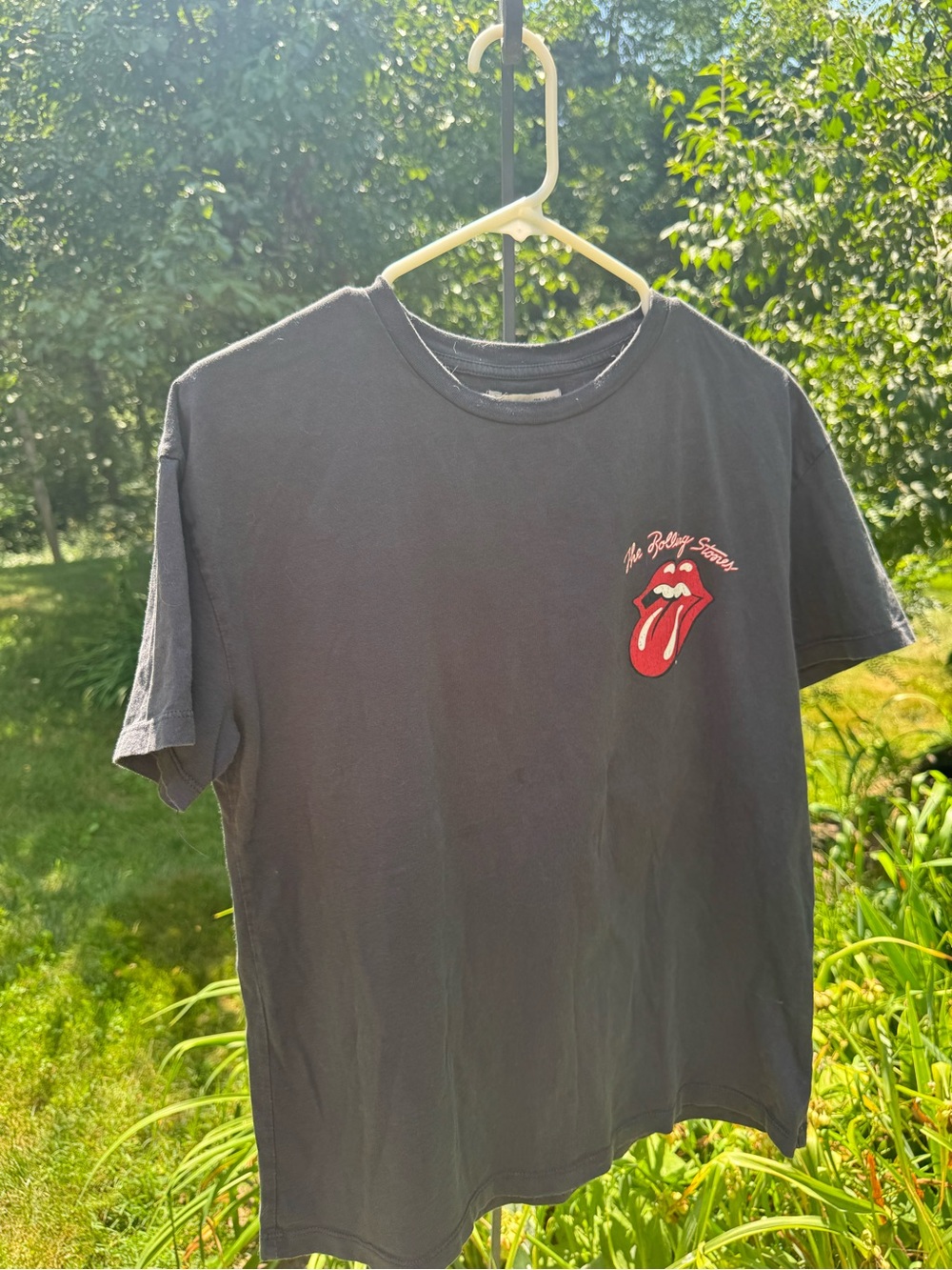 Pull and Bear - The Rolling Stones Black Tee with Red Tongue Graphic